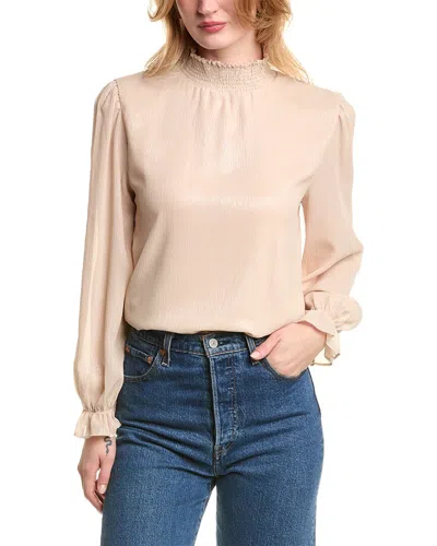 1.state Smocked Neck Blouse In Beige
