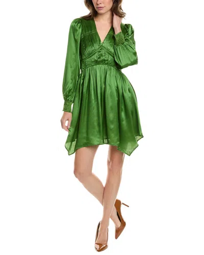 Allsaints Esta Silk-blend Mini Dress In Green