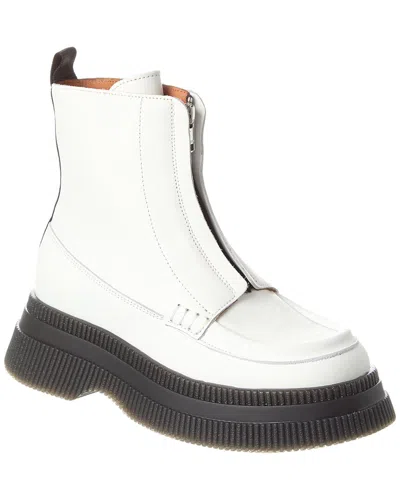 Ganni Creepers Wallaby Zip Boots In White