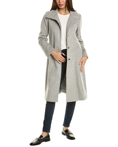 Cole Haan Button Front Wool-blend Coat In Grey