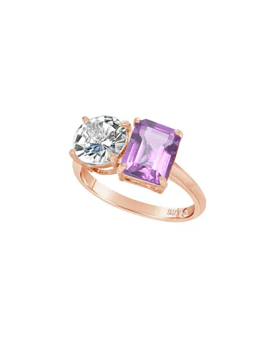 Suzy Levian Rose Gold Over Silver 5.00 Ct. Tw. Gemstone Toi Et Moi Ring