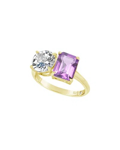 Suzy Levian Gold Over Silver 5.00 Ct. Tw. Gemstone Toi Et Moi Ring