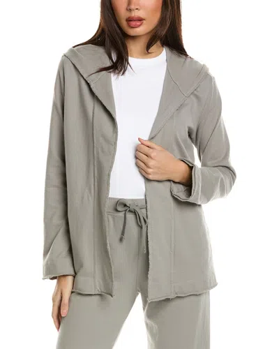 James Perse French Terry Hooded Open Front Cardigan In Grey