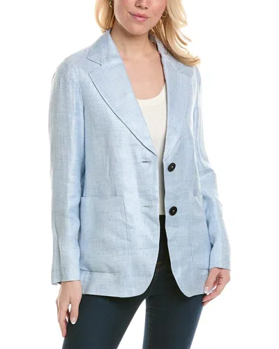 Peserico Linen-blend Jacket In Blue