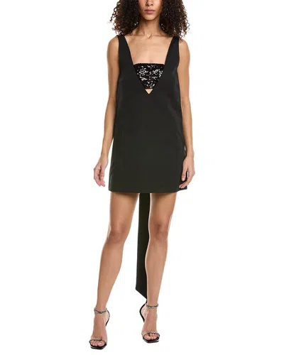 Staud Irie Womens Sequined Plunge Back Mini Dress In Black