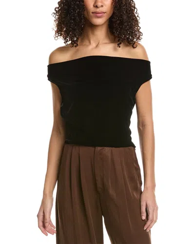 Staud Artistry Top Off-the-shoulder Knit Top In Black
