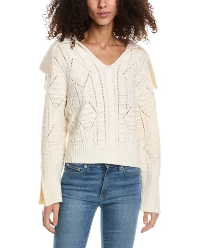 Seraphina Johnny Collar Wool-blend Sweater In Beige