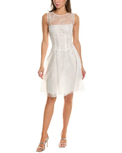 Oscar De La Renta Bouquet Chantilly Lace Silk-lined A-line Dress In White