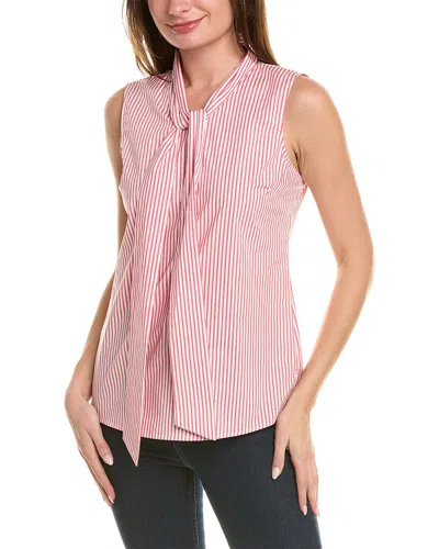 Tahari Asl Tie Neck Top In Pink