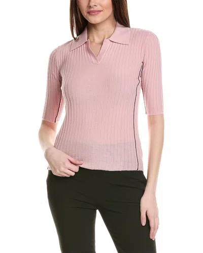 Piazza Sempione Ribbed Wool Polo Shirt In Pink