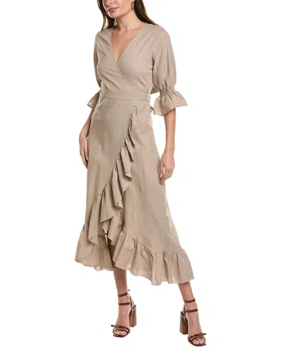 Sole Tatiana Linen-blend Wrap Dress In Brown