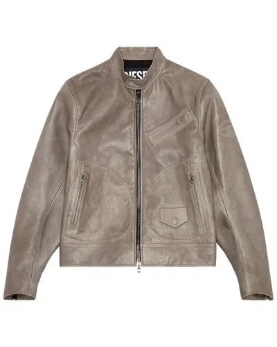 Diesel Josh Leather Jacket In Grey
