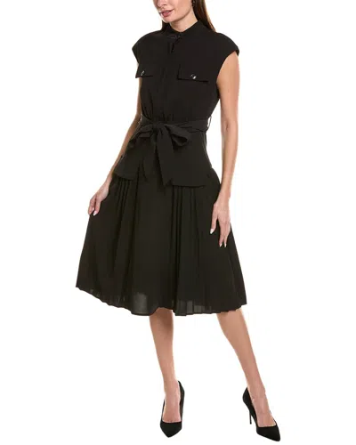 Gracia Pleated A-line Dress In Black