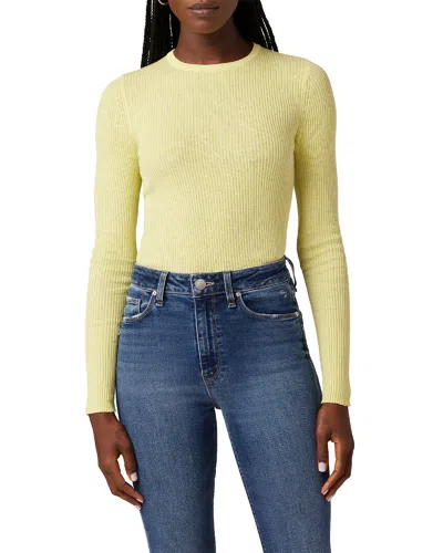 Hudson Back Keyhole Cutout Organic Cotton Blend Rib Sweater In Yellow