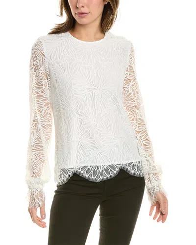 Donna Karan Scalloped Lace Top In Ivory