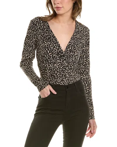 Donna Karan Women's Leopard Print Twist Front Bodysuit In Brown