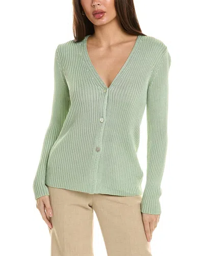 Vince Ribbed Button Cardigan In Blue