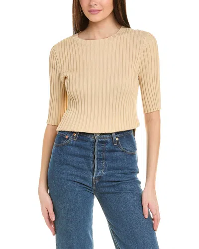 Vince Ribbed-knit Top In Beige