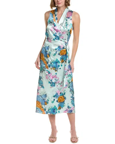 Vince Painted Bouquet Draped Wrap Dress In White