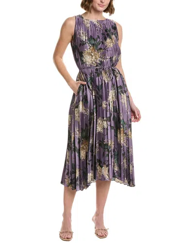 Vince Lilac Pleated Midi Dress In Purple