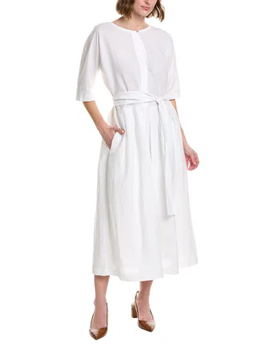 Vince Boatneck Linen-blend Dress In White