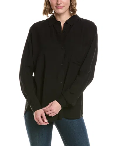 T Tahari Button Collared Shirt In Black