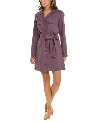 Bella Dahl Belted Linen-blend Utility Dress In Purple