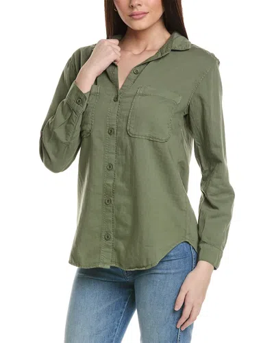 Bella Dahl Two Pocket Oversized Linen-blend Shirt In Green