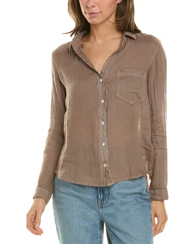 Bella Dahl Pocket Linen-blend Button-down Shirt In Multi
