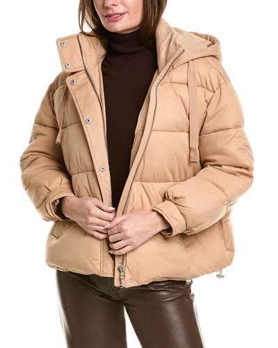Avec Les Filles Thermalpuff Hooded Puffer Jacket In Brown