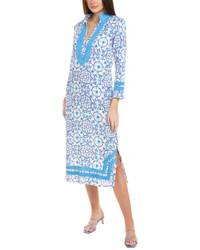 Sail To Sable Classic Linen-blend Maxi Tunic In Blue