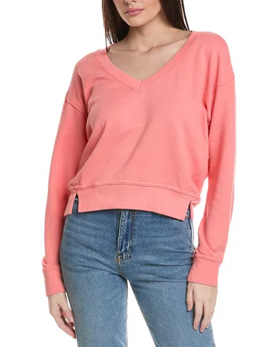 Michael Stars Camila V-neck Crop Sweatshirt In Pink