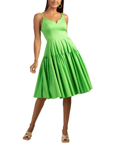 Trina Turk Women's Bask Scalloped Cotton Knee-length Dress In Green