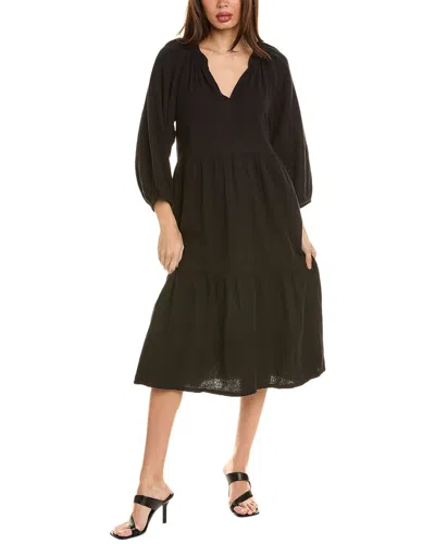 Nation Ltd Imani Tiered Peasant Midi Dress In Black