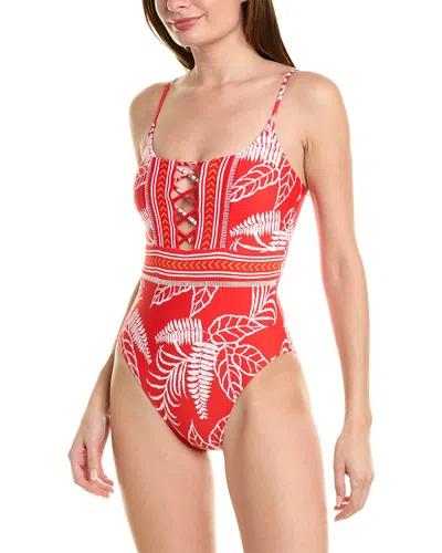 La Blanca Tapestry Off-the-shoulder Strappy Cover-up In Red