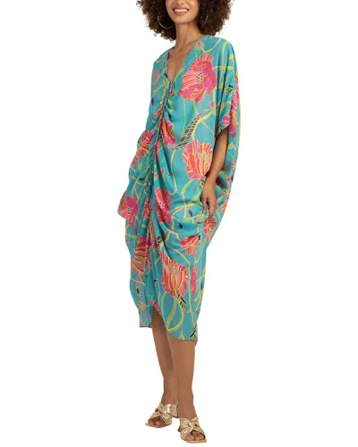 Trina Turk Shadow Floral-print Dolman-sleeve Dress In Multi