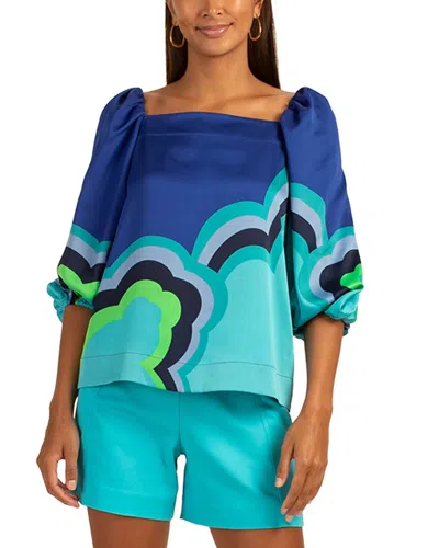 Trina Turk Relaxed Fit Veil Top In Blue
