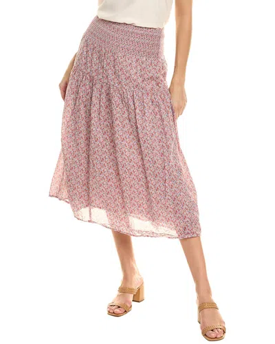 Nation Ltd Yumi Smocked Tiered Midi Skirt In Pink
