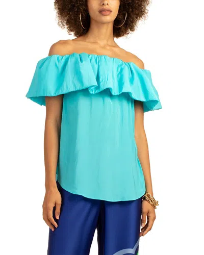 Trina Turk Relaxed Fit Air Top In Blue