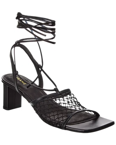 Frame Le Adelaide Crochet & Leather Lace-up Sandal In Black