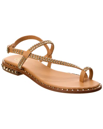 Ash Pearl Studded Leather Sandal In Brown