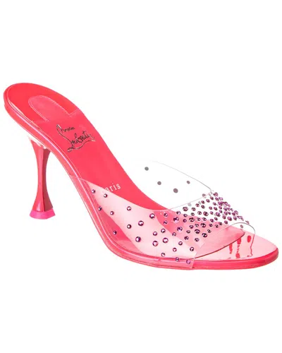 Christian Louboutin Degramule Strass 85 Leather & Pvc Sandal In Pink