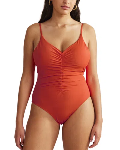 Boden Ruched V-neck Swimsuit In Red