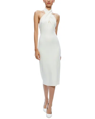 Alice And Olivia Alice + Olivia Suellen Twist Neck Wool Midi Dress In White