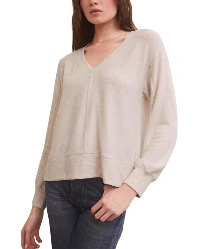 Z Supply Wilder Cloud V-neck Ls Top In Brown