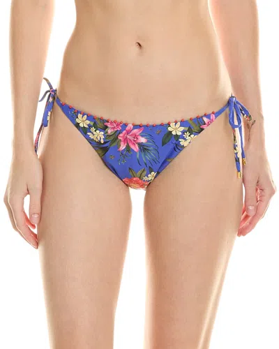 Pq Swim Embroidered Tie Teeny Bikini Bottom In Blue