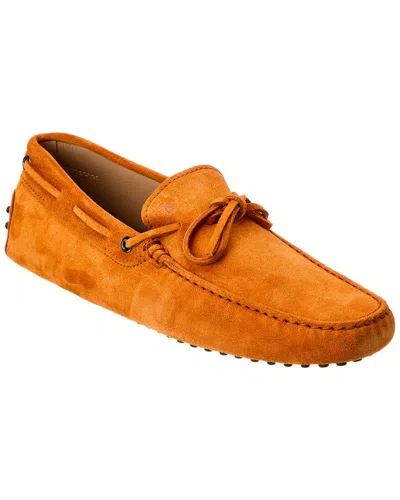 Tod's New Gommini Suede Loafer In Orange