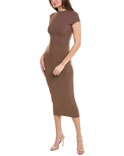 Jl Luxe High Neck Midi Dress In Brown