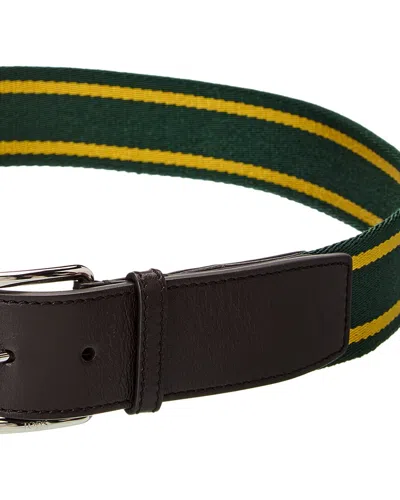 Tod's Web & Leather Belt In Green