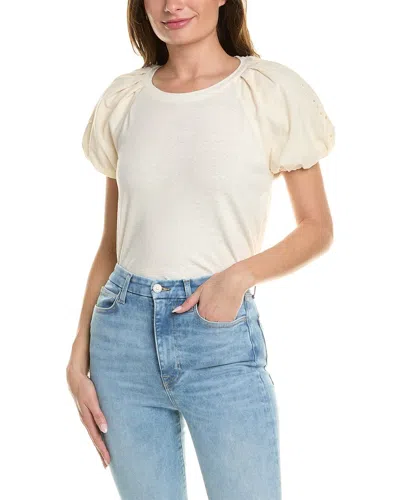 7 For All Mankind Mix Media Femme Top In Beige